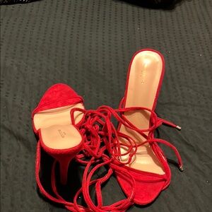 Elegant Red Strappy Heels